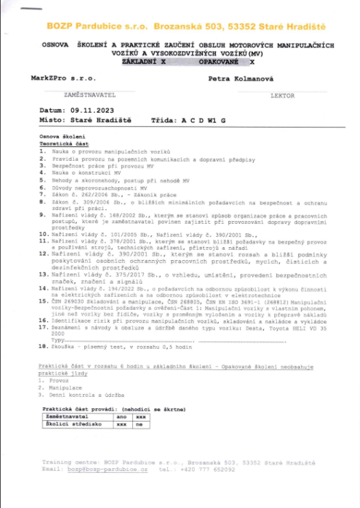 Schulungen für Gabelstapler- und Hebebühnenfahrer  Previous